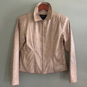 FU DA Sport Size Small Tan Faux Leather Ostrich Jacket with Pockets